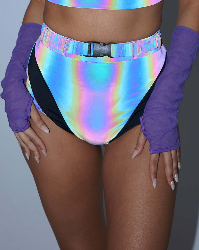Middle of Nowhere Rainbow Reflective Speed Clasp Bottoms-Black-Reflective--Sami---S