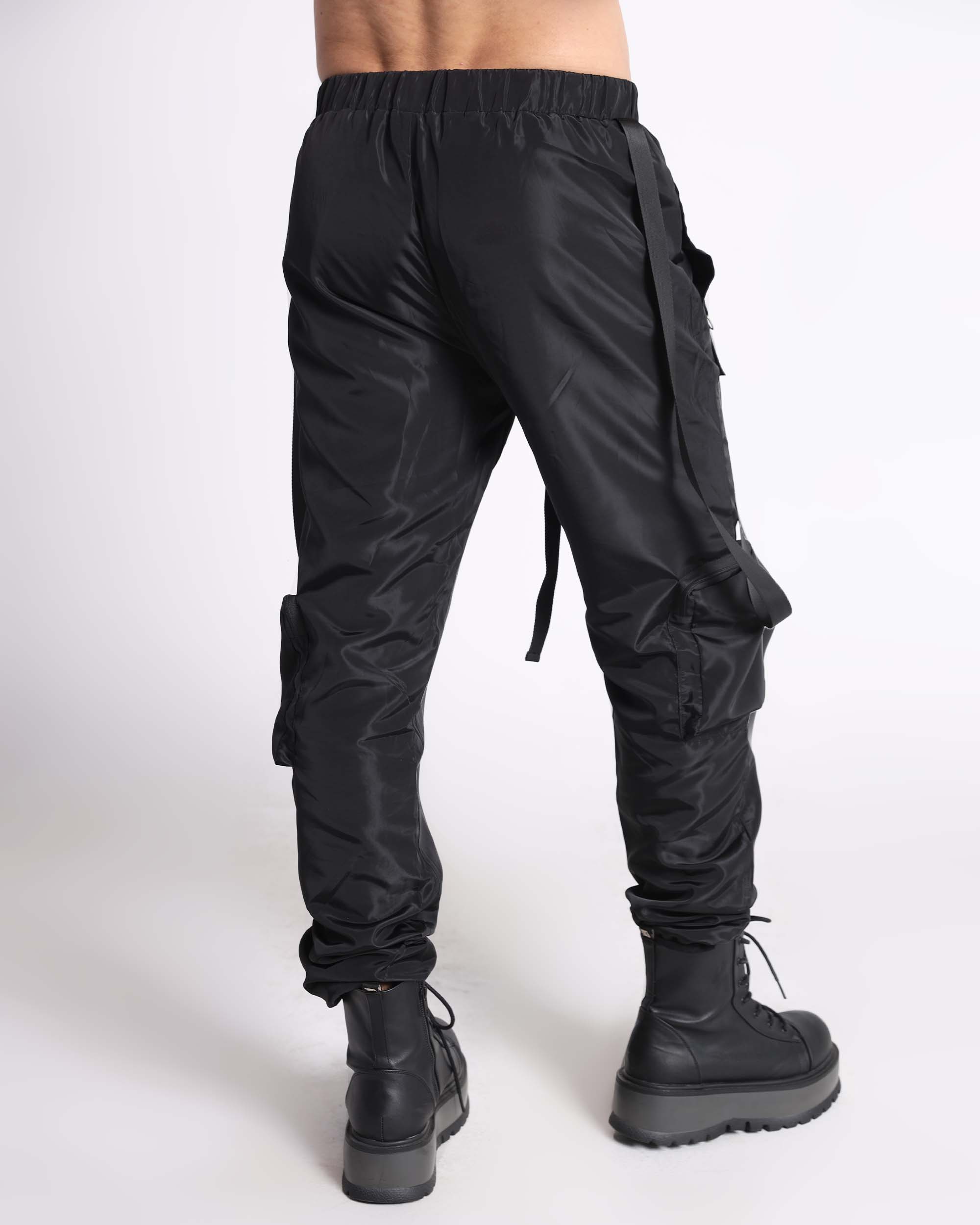 Endless Glow Joggers with Cargo Pockets & Straps-Black-Back--Jose---S