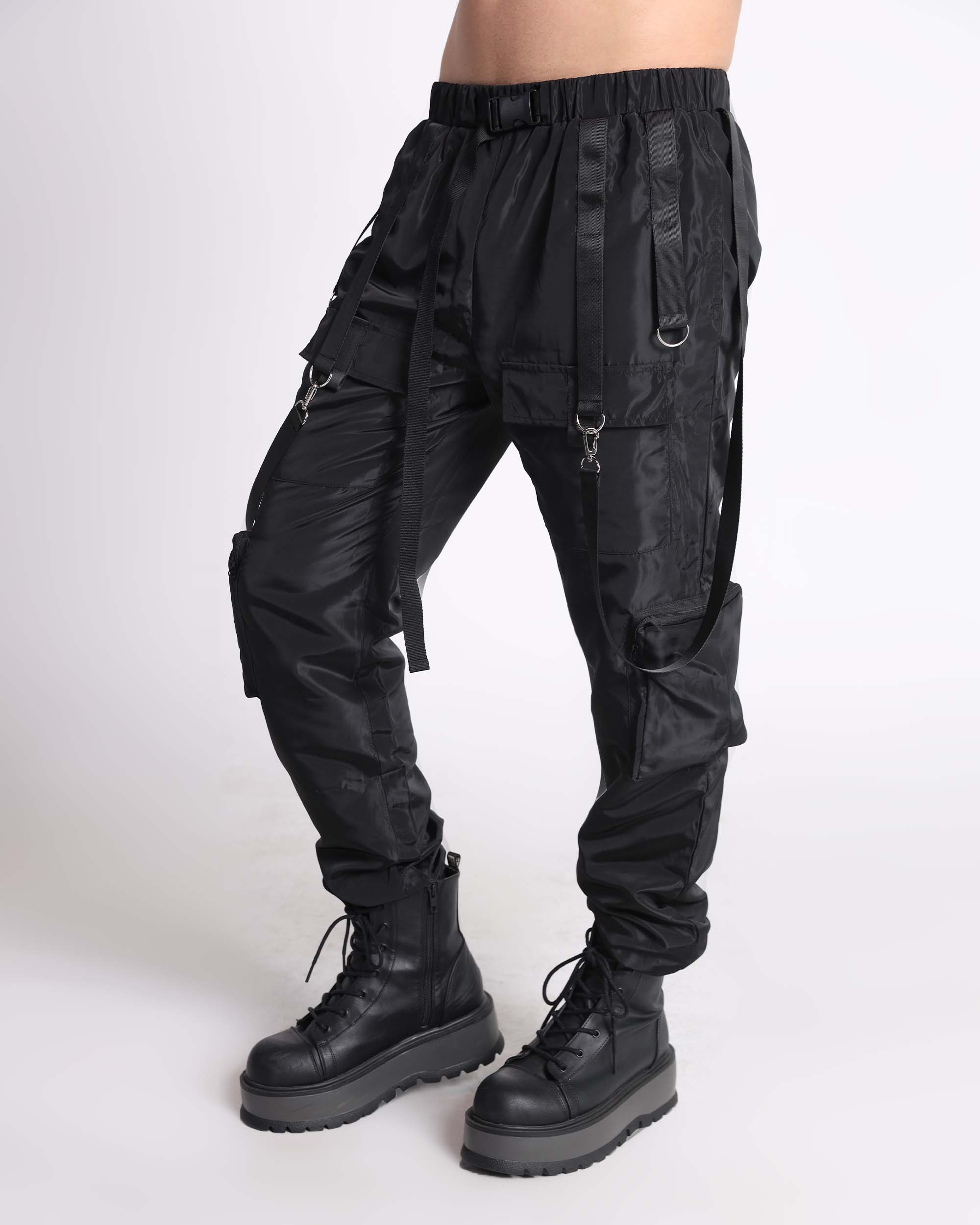 Endless Glow Joggers with Cargo Pockets & Straps-Black-Side--Jose---S