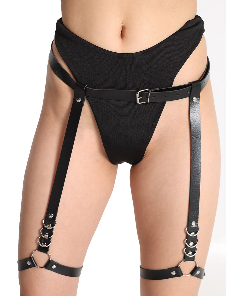 Eternal Sleep Leather & Chain Harness-Black-Front