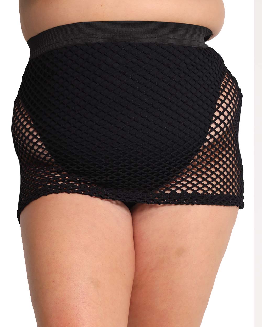 Fishnet Mini Skirt-Black-Curve1-Front--Jasmiin---1X