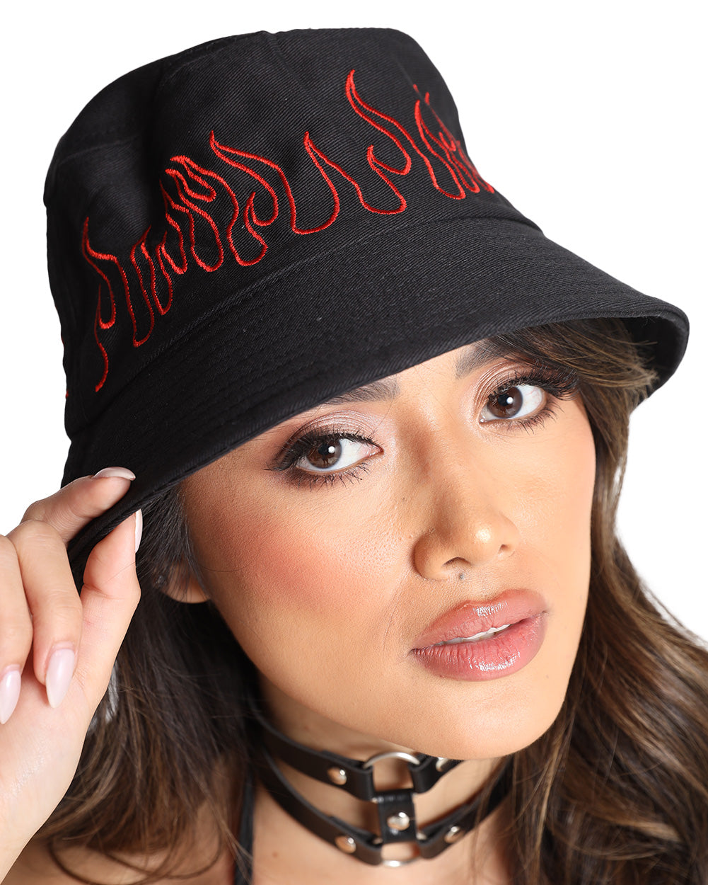 Flame and Fame Bucket Hat-Black/Red-Side