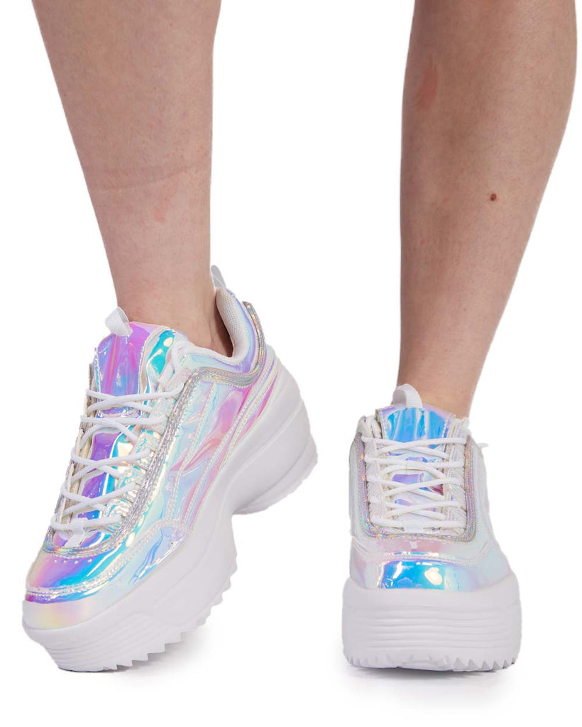 Holo Glacier Chunky Sneakers-Rainbow-Front