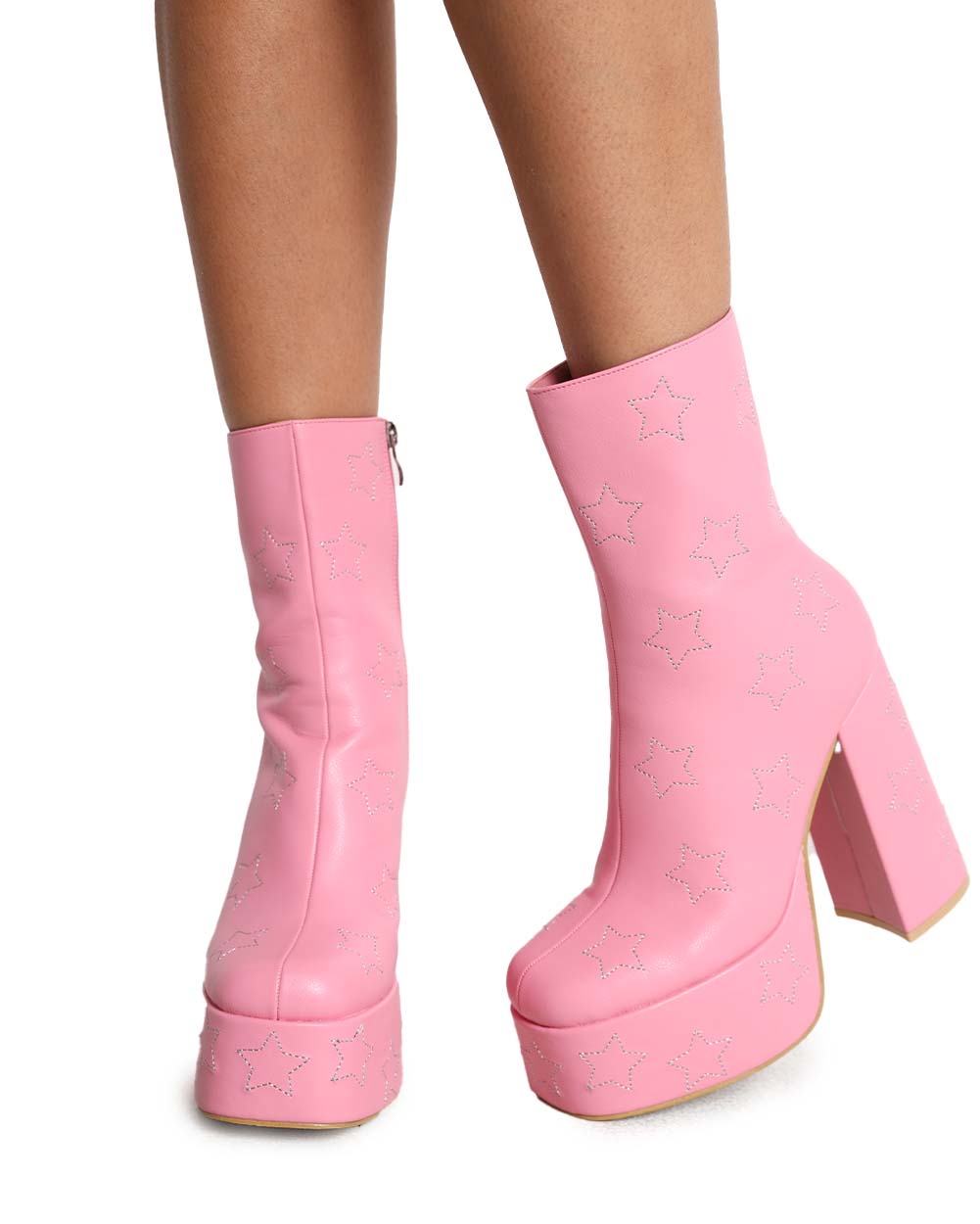 Koi Footwear A Princess's Little Secret Diamante Heeled Boots-Baby Pink-Front