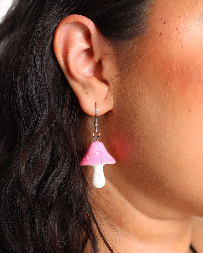 Lil Cottege Mushroom Earrings-Pink-Side