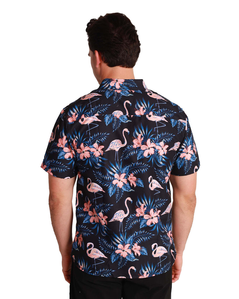 Lost in Paradise Flamingo Camp Shirt-Black/Pink-Back--David---M
