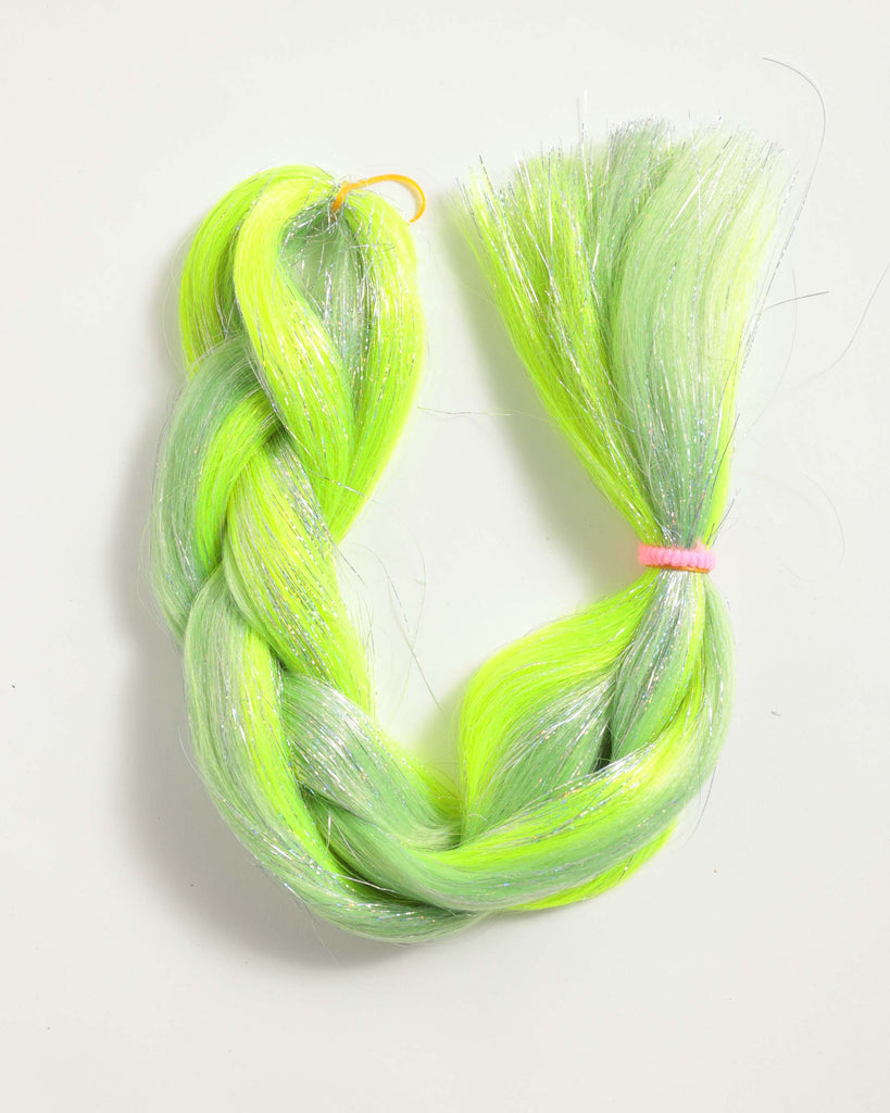 Lunautics Life of the Party Hair Extensions-Green/Yellow-Front