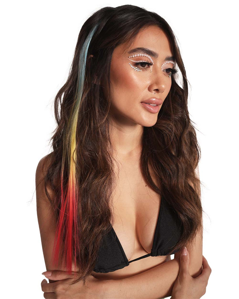Lunautics Rainbow Ombre Clip-In Hair Extensions-Rainbow-Side