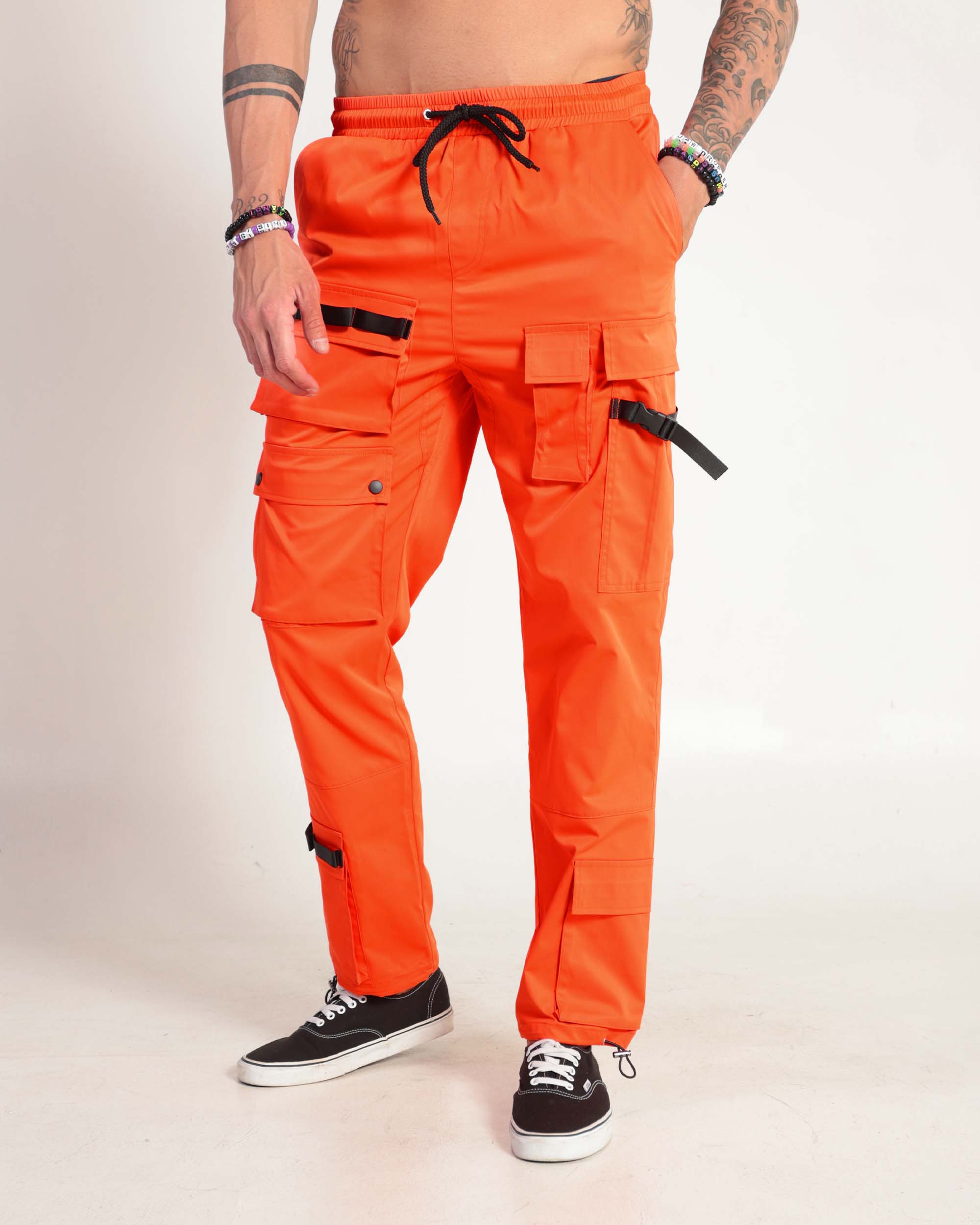 Mad Hustle Cargo Pants-Orange-Front--Zach---L