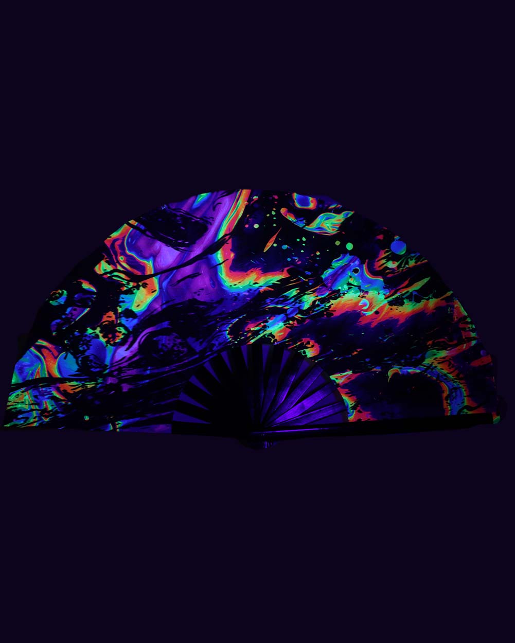 Melted Planet Rainbow Hand Fan-Black/Rainbow-UV
