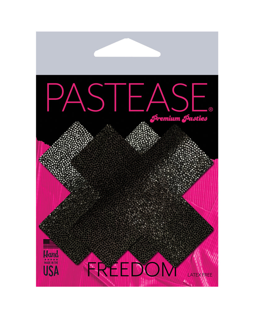 Pastease Metallic Cross Rave Pasties-Black-Full2