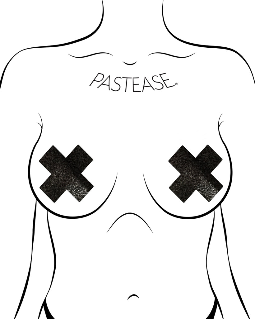 Pastease Metallic Cross Rave Pasties-Black-Full