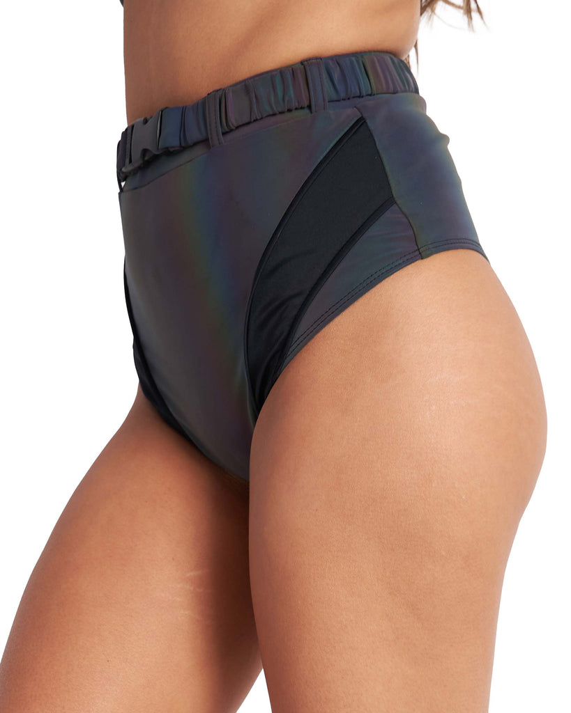 Middle of Nowhere Rainbow Reflective Speed Clasp Bottoms-Black-Side--Sami---S