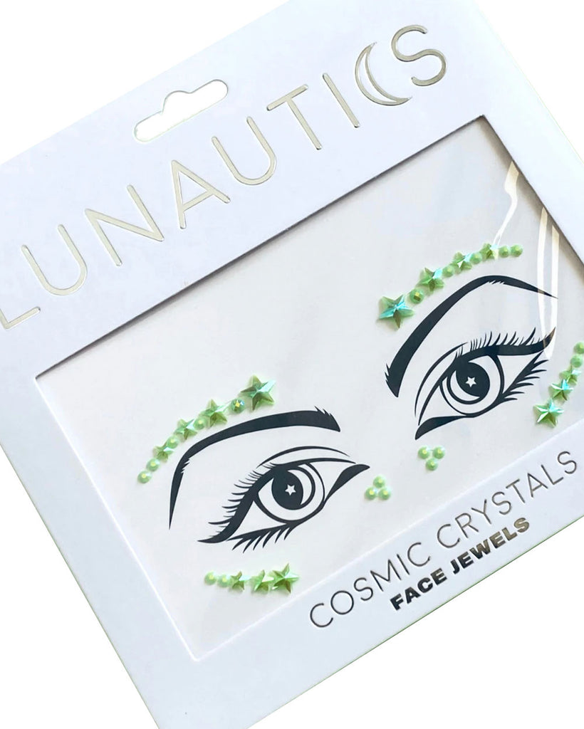 Lunautics Neon Nova Cosmos UV Reactive Face Jewels-Neon Green-Front2