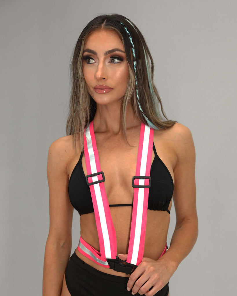 Neon Zone Pink Reflective Chest Harness-Neon Pink-Reflective
