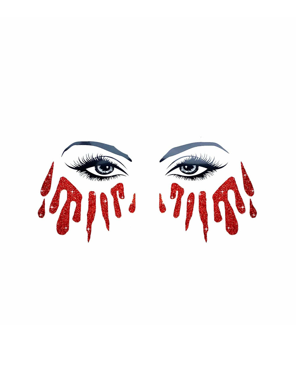 Neva Nude Bloody Awesome Glitter Tears Face Sticker-Red-Front