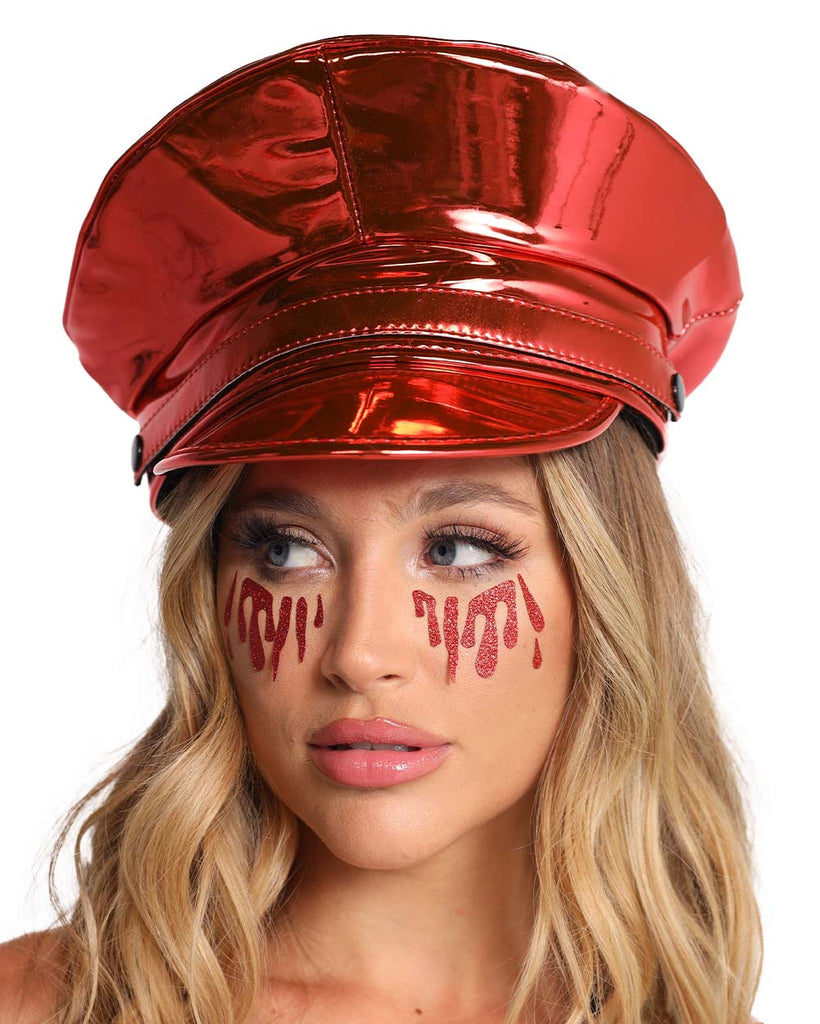 Neva Nude Bloody Awesome Glitter Tears Face Sticker-Red-Front