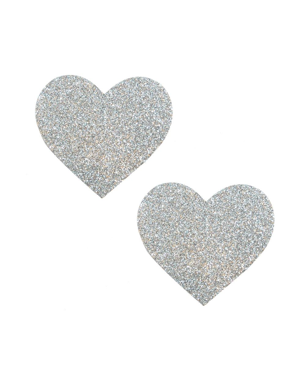Neva Nude Pixie Dust Glitter Heart Pasties-Silver-Front