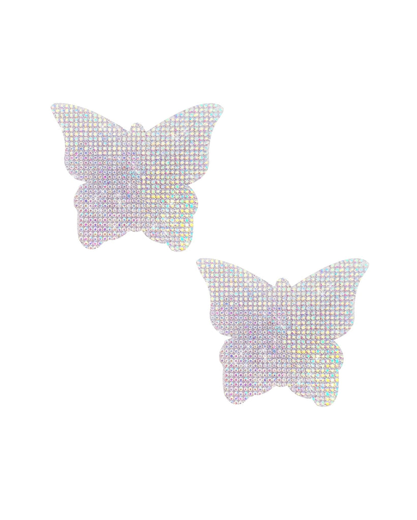 Neva Nude Shining Shimmering Butterfly Pasties-Silver-Front