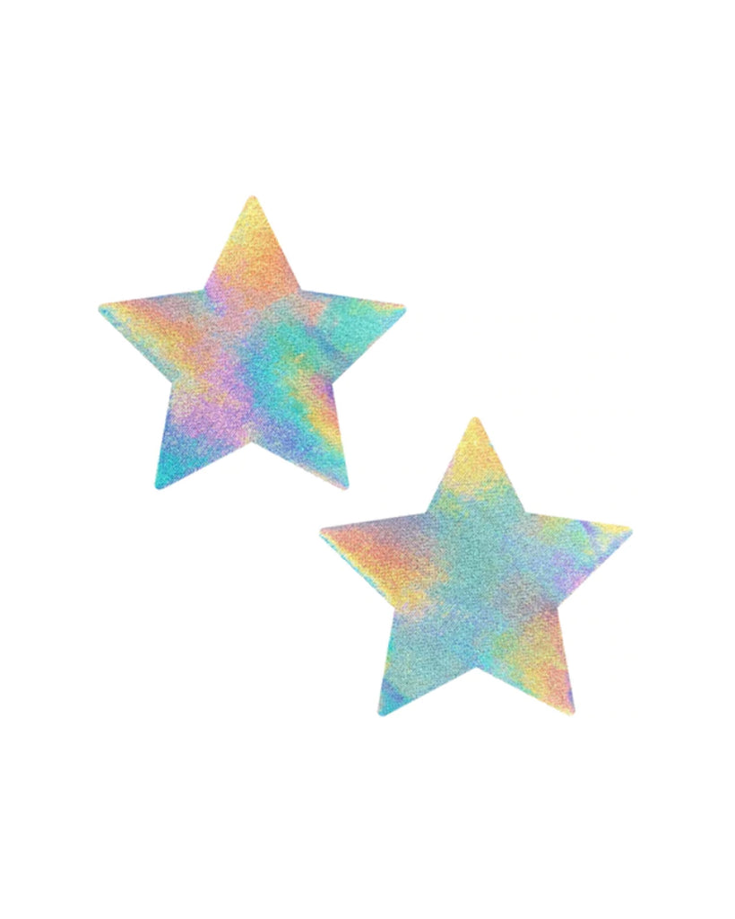 Neva Nude Star Quality Holographic Pasties-Rainbow-Front