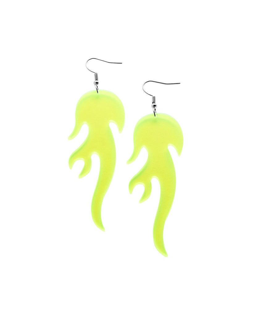 Old Flame Earrings-Neon Green-Front