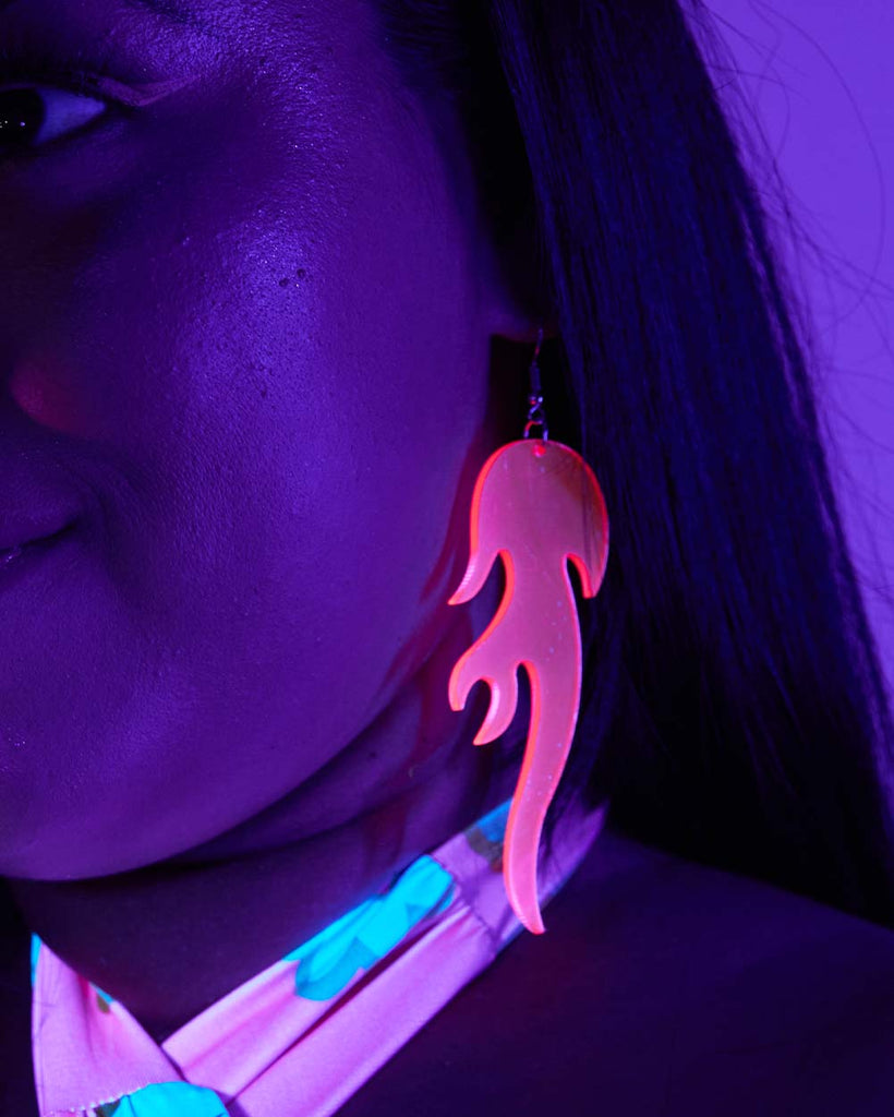 Neon Pink Old Flame Earrings-Neon Pink-Lifestyle