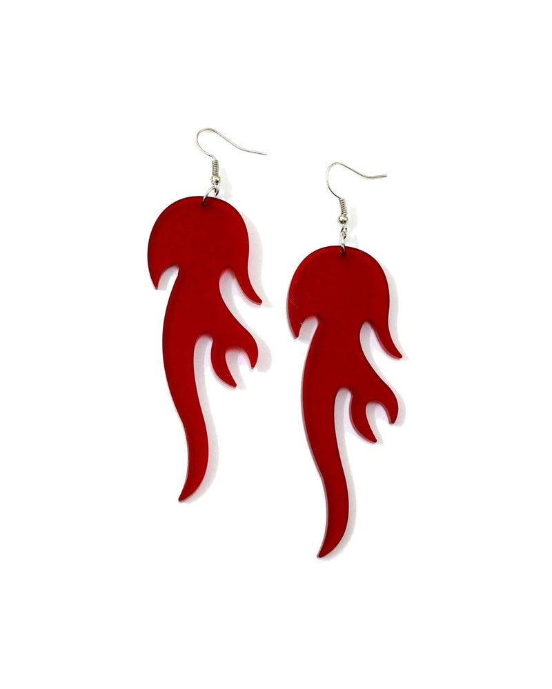 Red Old Flame Earrings-Red-Detail