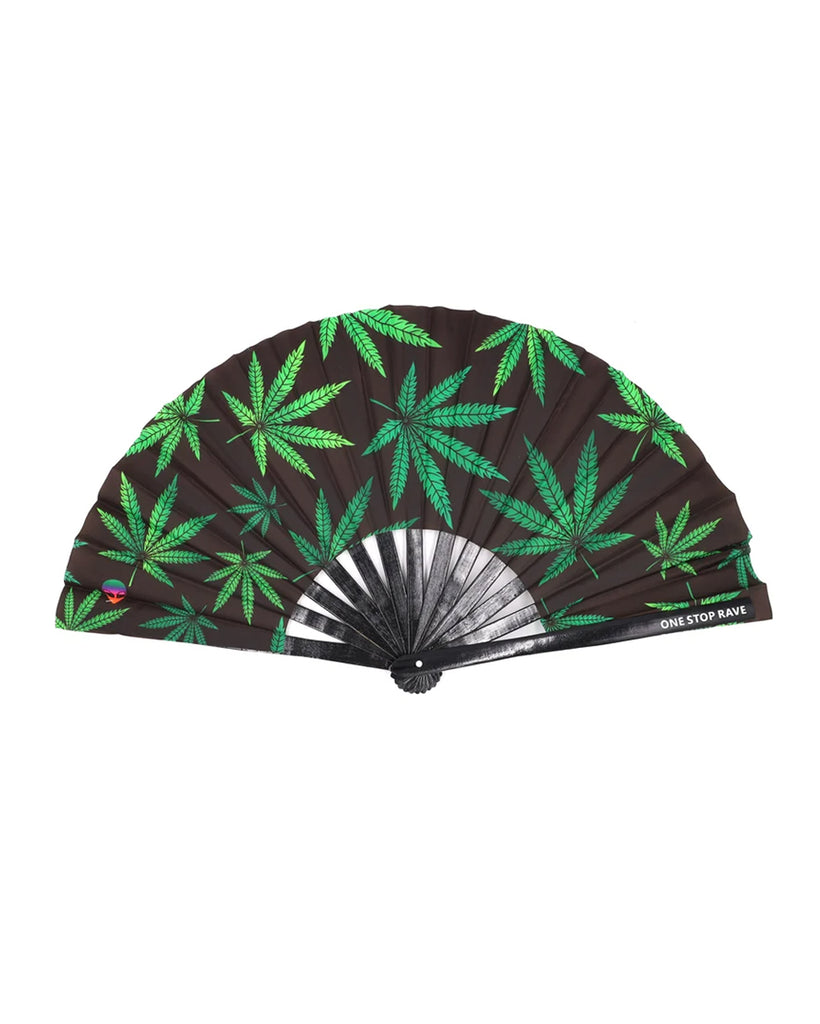 One Stop Rave UV Mary Jane Hand Fan-Black/Green-Front