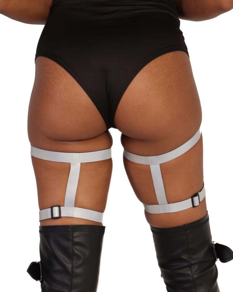 Out of My Way Reflective Speed Clasp Leg Garter-Grey-Back
