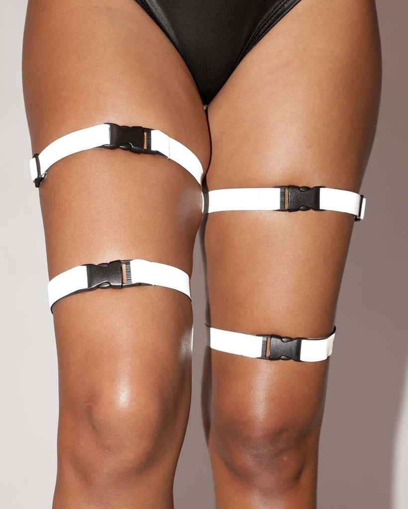 Out of My Way Reflective Speed Clasp Leg Garters Pair-Grey-Reflective