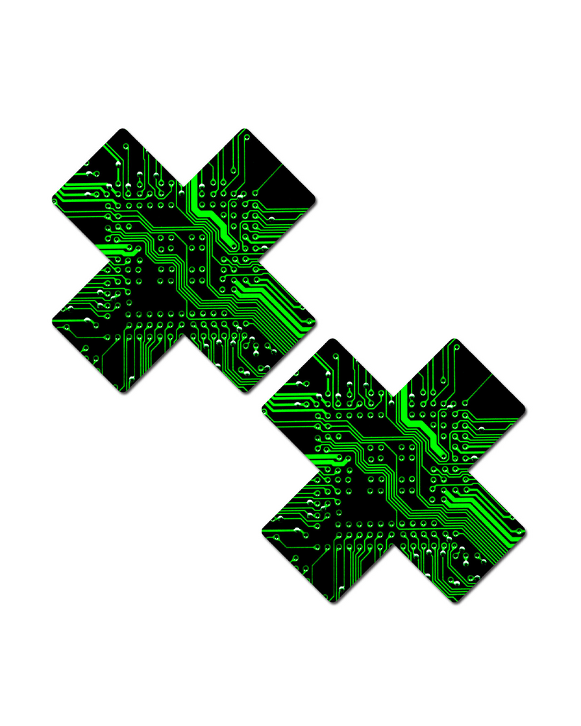 Pastease x iHR Short Circuit UV Reactive Pasties-Black/Neon Green-Front