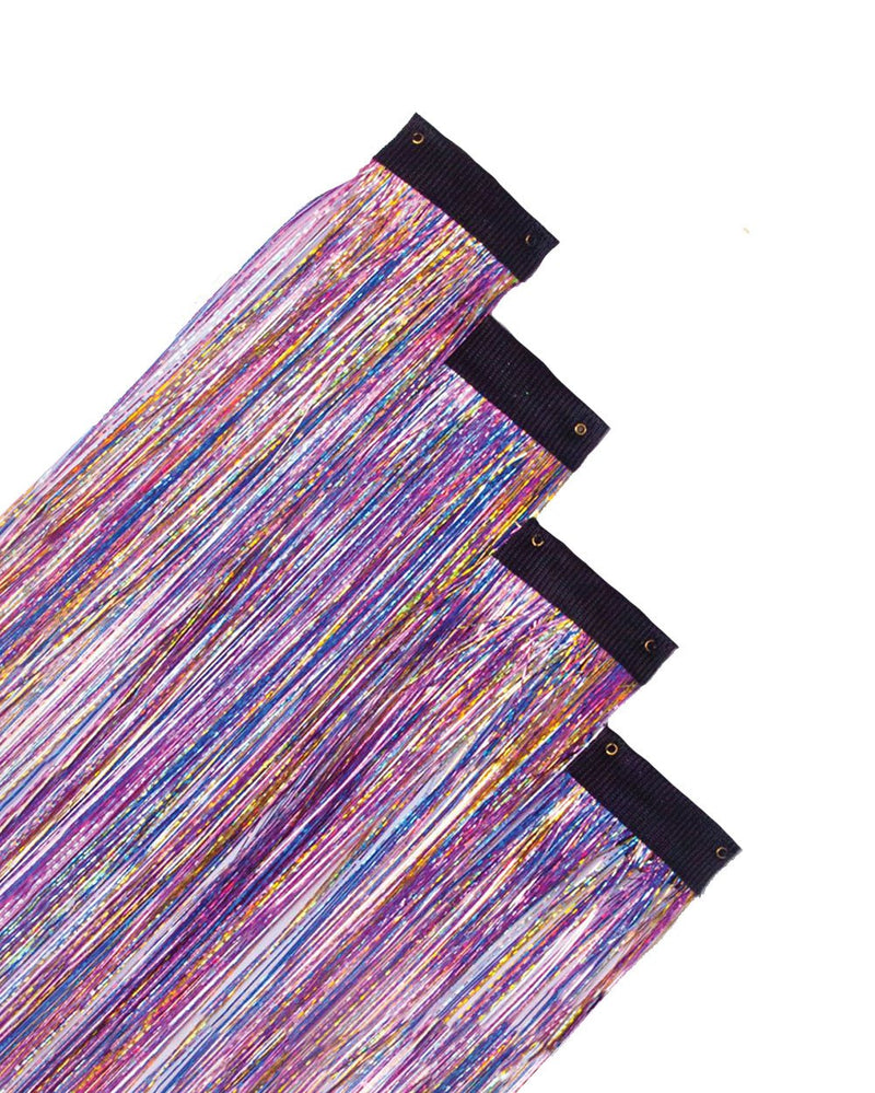 Lunautics Oracle Rainbow Tinsel Clip In Hair Extensions-Rainbow-Front