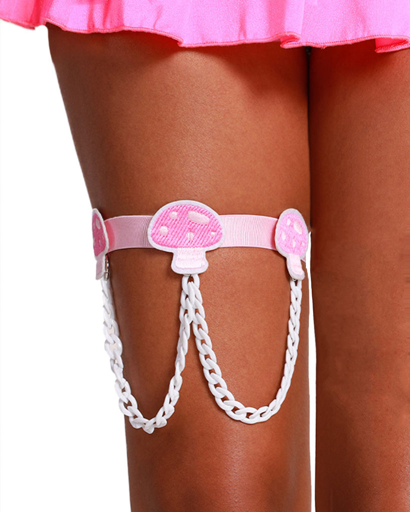 Pinky Promise Mushroom Leg Garter-Pink-Front