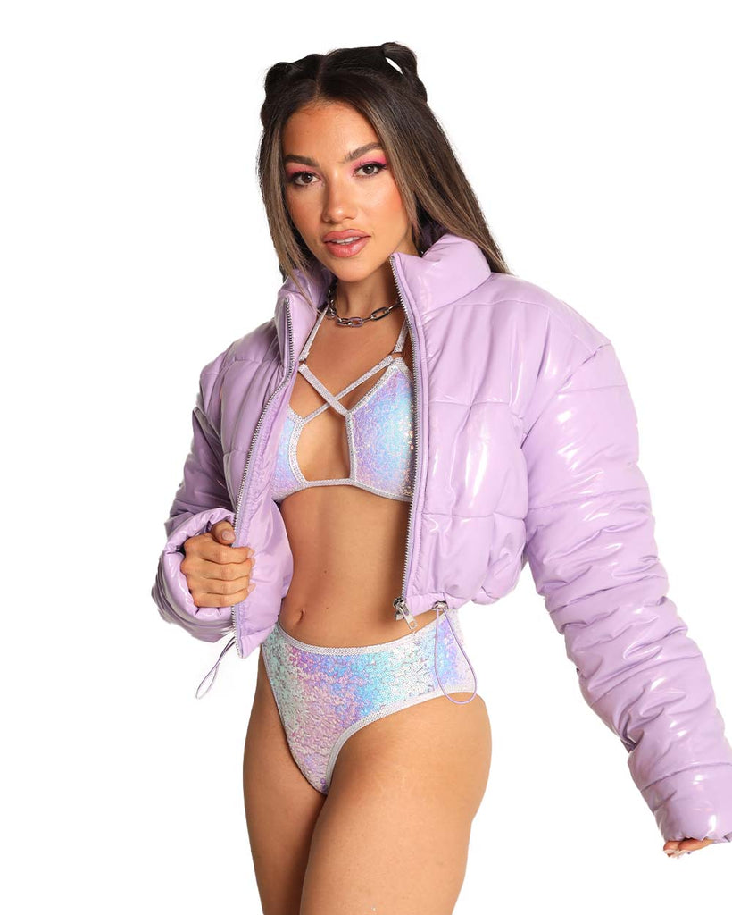 Power Puffer Cropped Jacket-Lavender-Front--Tiffany---S