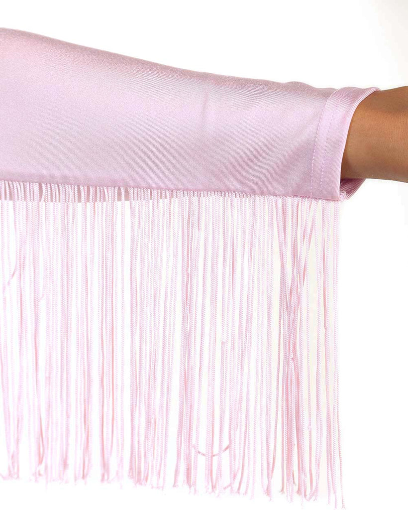 Princess PLUR Fringe Long Sleeve Crop Top-Lavender-Detail