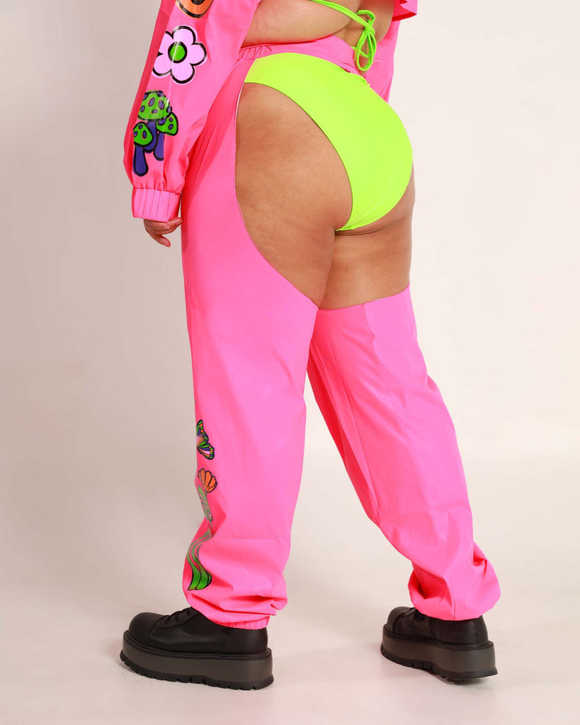 Psychedelic Paradise Reflective Chaps-Curve1-Neon Pink-Back--Silvia---1X