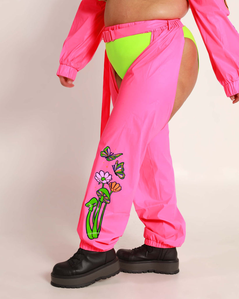Psychedelic Paradise Reflective Chaps-Curve1-Neon Pink-Side--Silvia---1X