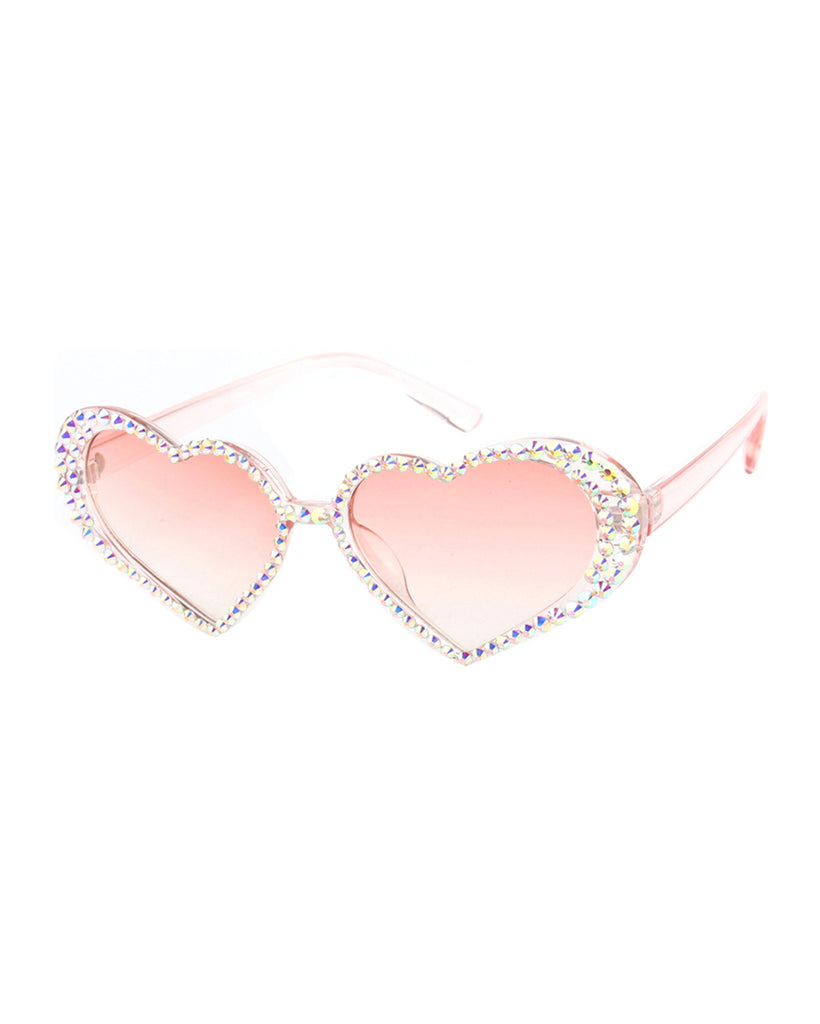 Queen of Hearts Rhinestone-Studded Sunglasses-Pink-Side
