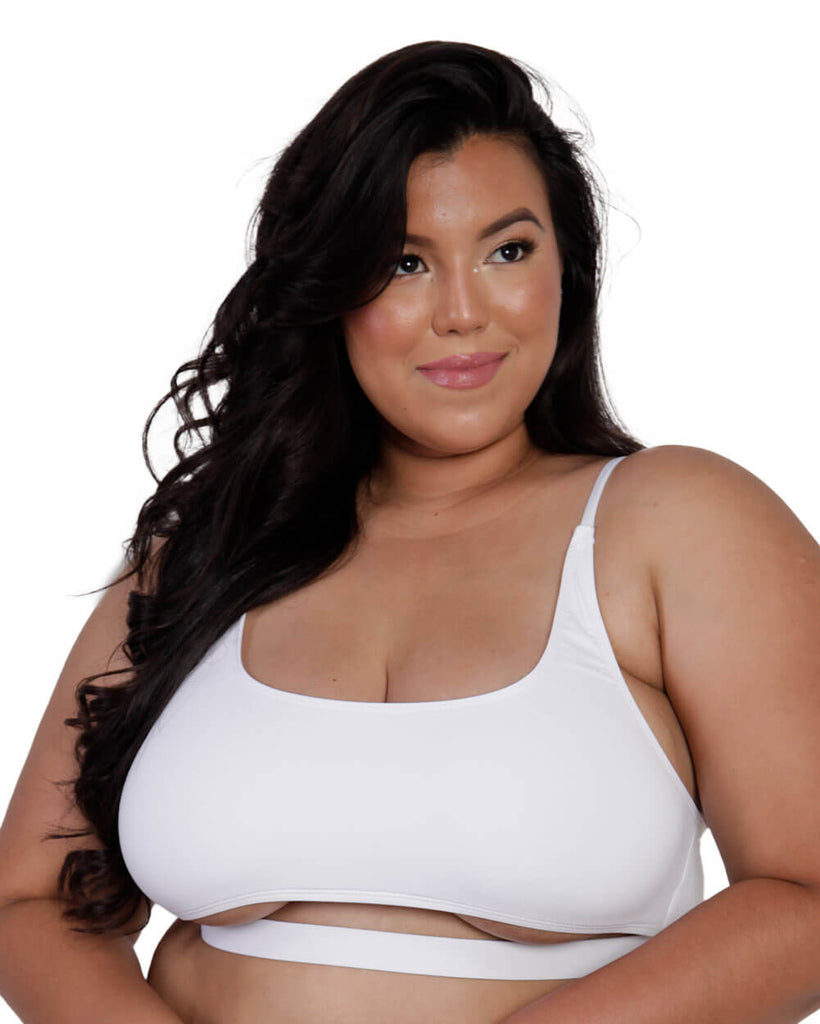 Recycled Fabric Malibu BB Cutout Crop Top-Curve1-White-Front--Silvia---1X