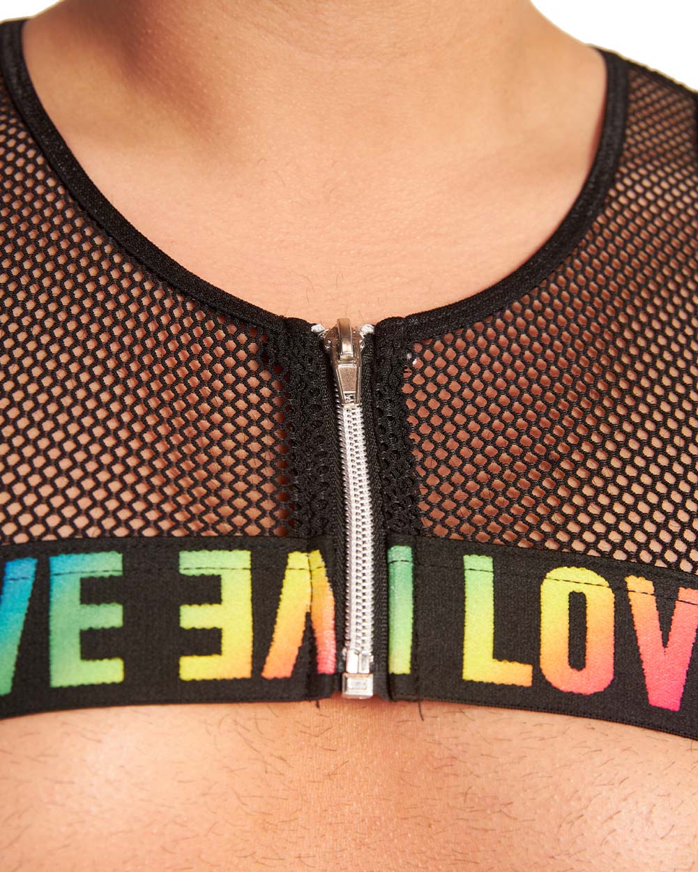 Roma Rainbow Disco Fishnet Harness-Black/Rainbow-Detail