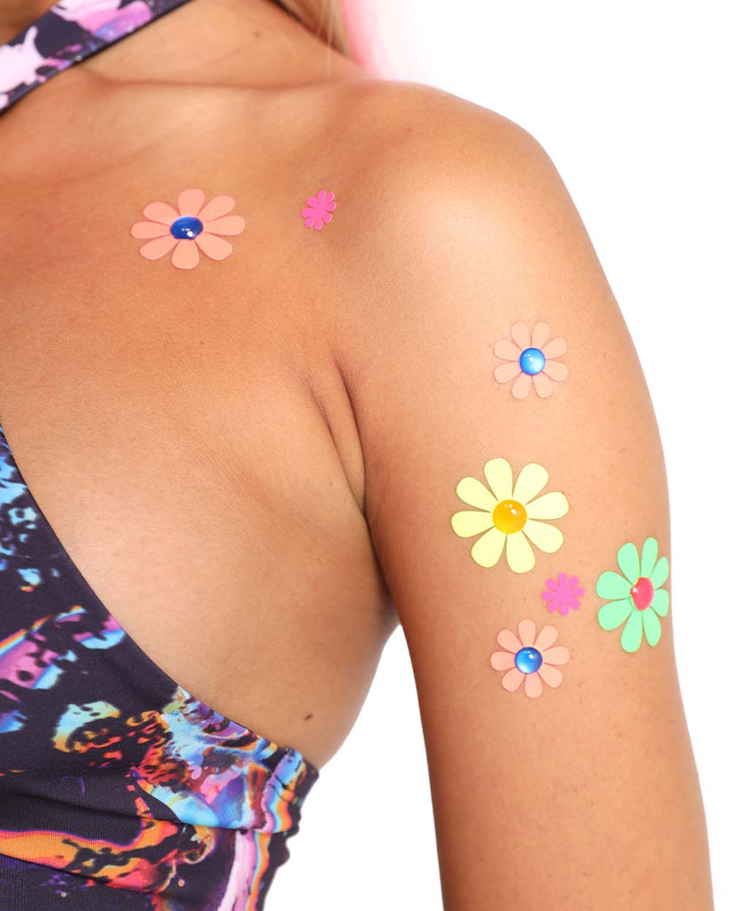 Sasswear Daisy Blacklight Body Stickers-Rainbow-Detail