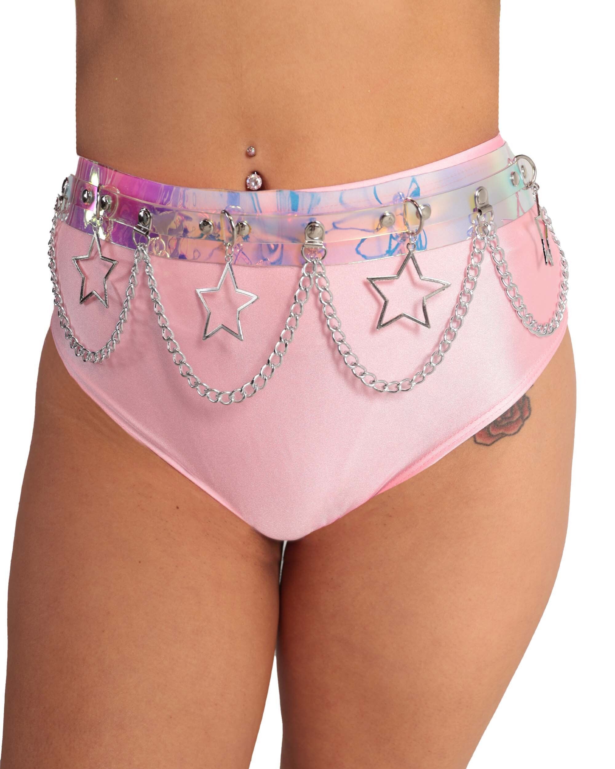 Shooting Stars Holographic Body Chain-Rainbow-Front