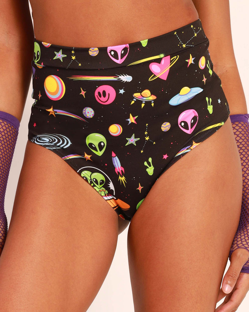 Silly in Space Booty Shorts-Baby Pink/Black/Lavender-Front--Brandy---S
