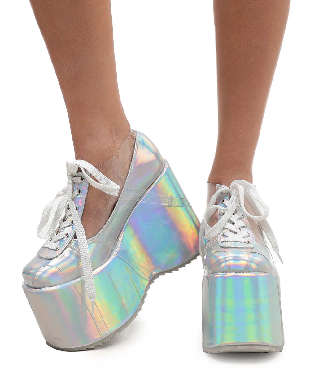Silver Twilight Holographic Platforms-Silver-Front
