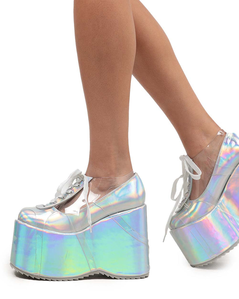 Silver Twilight Holographic Platforms-Silver-Side