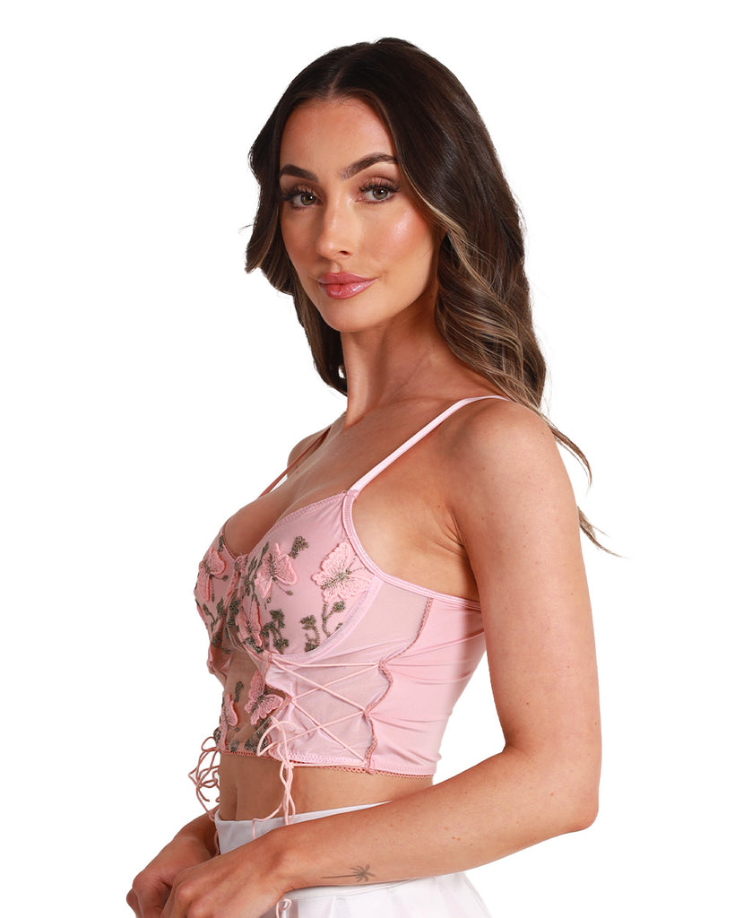 Soar High Butterfly Patch Bustier Top-Baby Pink-Side--Hannah---S