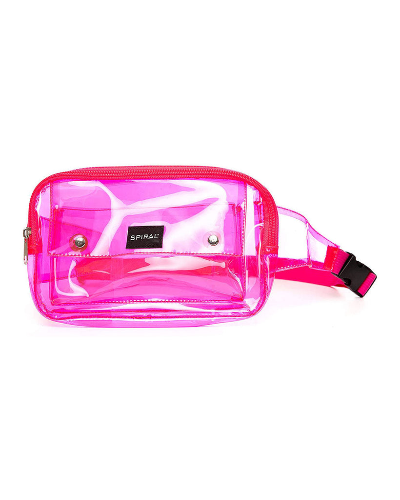 Spiral Transparent Pink Fanny Pack-Neon Pink-Front