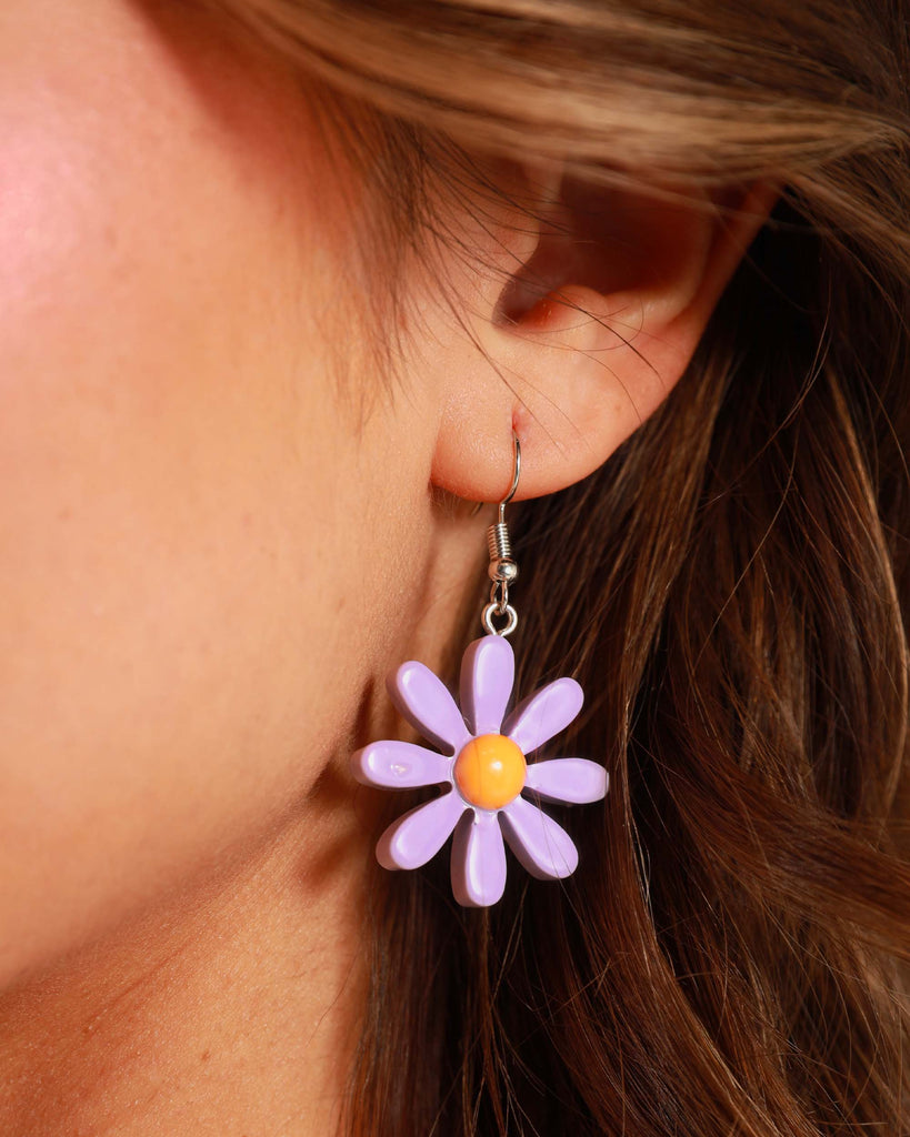 Spring's Bloom Daisy Earrings-Lavender