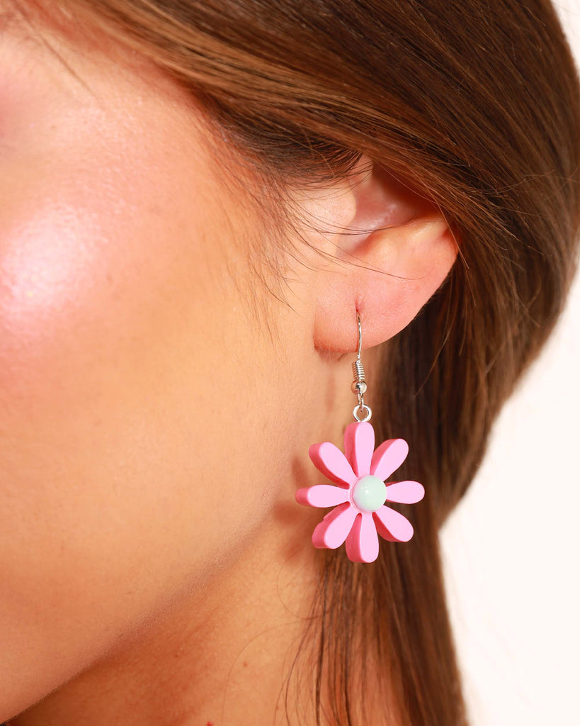Spring's Bloom Daisy Earrings-Baby Pink-Side