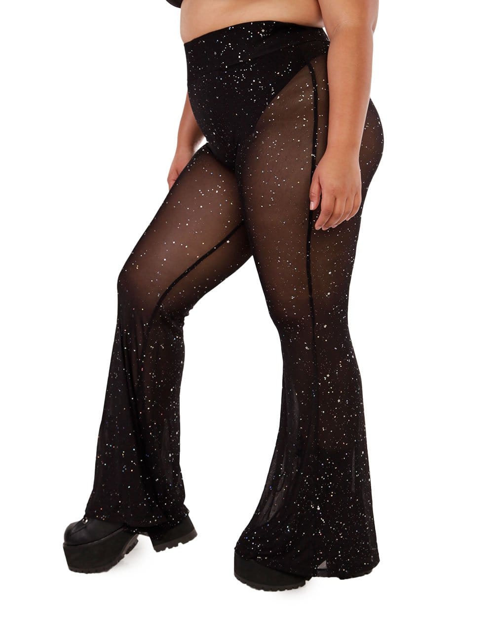 Holo Star Mesh Bell Bottoms-Curve1-Side-Black--Silvia---1X